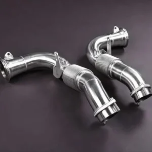 Uitlaat: Capristo downpipes met 100 cellen sportkatalysatoren voor BMW M8 (F91/F92/F93)